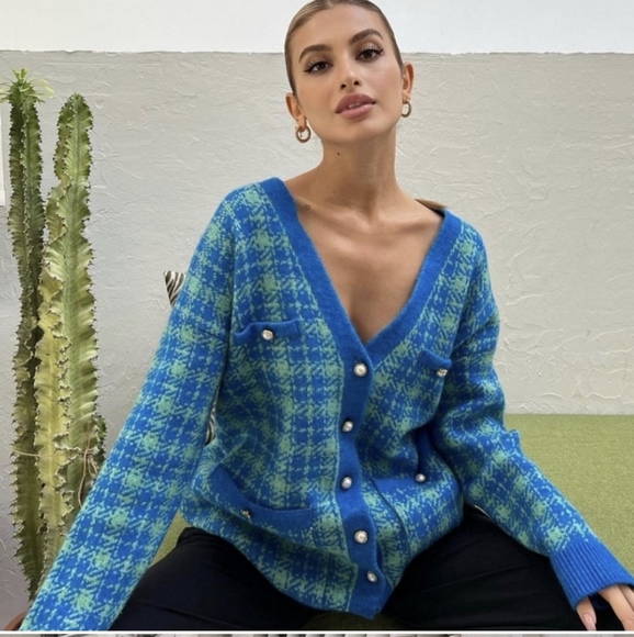 Zara * Long Cardigan Blue Size S - Picture 6 of 17